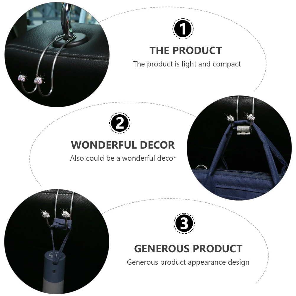 

2pcs Car Headrest Hooks Durable Rustproof Seat Hanger Organizer Back Seat Hook Portable Storage Solution For Vehicle Accessories