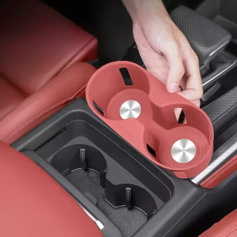 

Silicone Car Center Console Organizer Storage Cup Holder Black Red Accessories For Audi Q5 2018 2019 2020 2021 2022 2023 2024