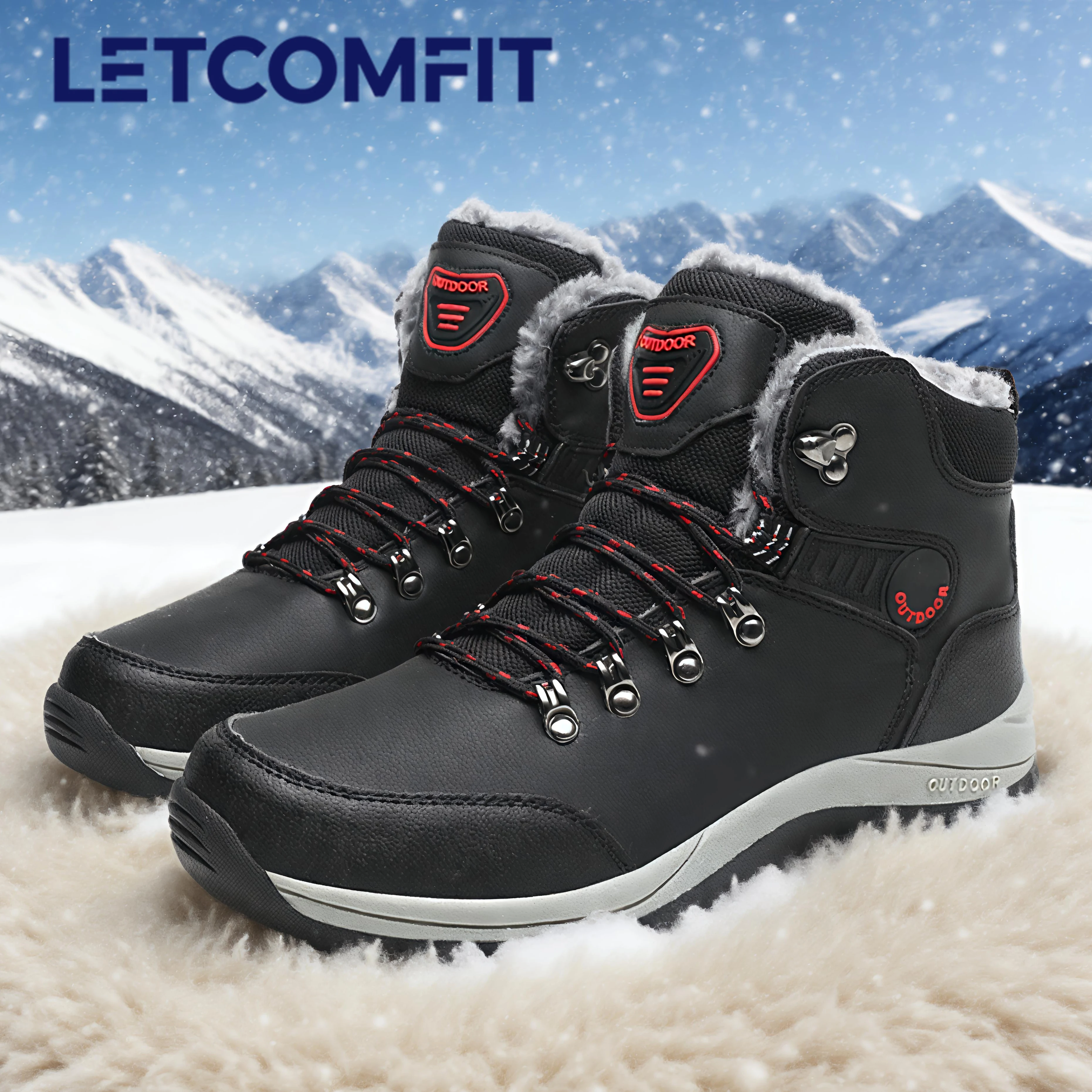 

Men Boots Keep Warm Winter Shoes Waterproof Fur Snow Boots Outdoor Anti-slip Ankle Boots Winter Casual Shoes Work Walking Shoes