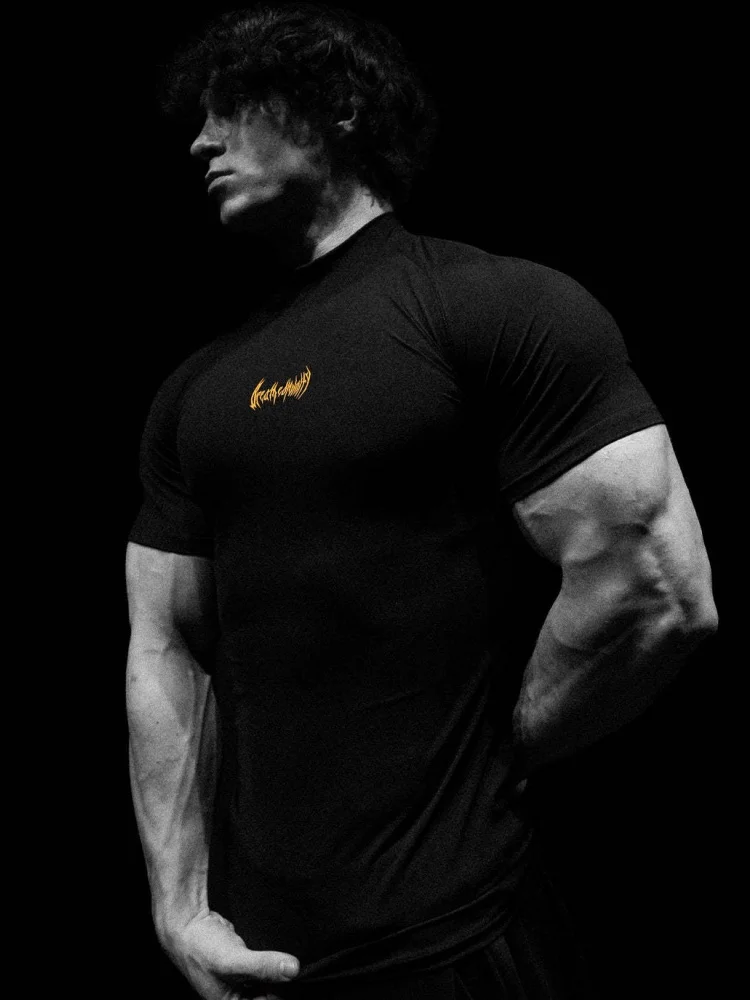 Breathedivinity Hochelastisches Herren-Lauf- und Fitnesstraining-T-Shirt