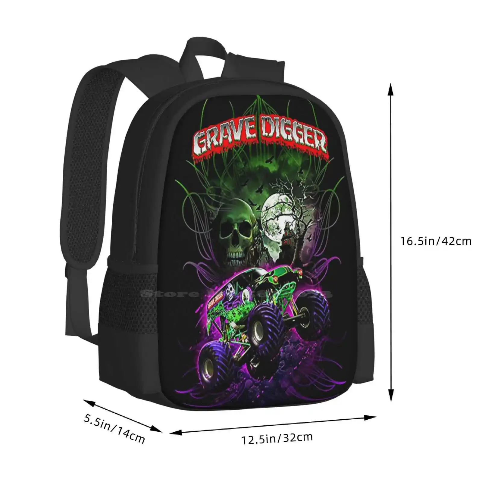 Grave Digger Monster Jam Monster Truck School Bag zaino di grande capacità Laptop Monster Truck Boys Monstertruck Bog Truck Show