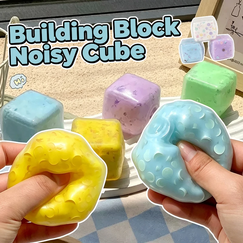 Handmade Block Filling Cube Fidget Squeeze Ball Toy TPR Shapeable Anxiety Relief Slow Rising Adult ADHD Daily Decompression Toy