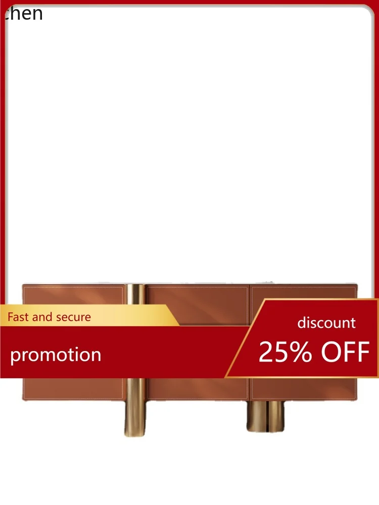 

YFY Light Luxury Door Wall Stainless Steel Stone Plate Saddle Leather Storage Entrance Cabinet Table