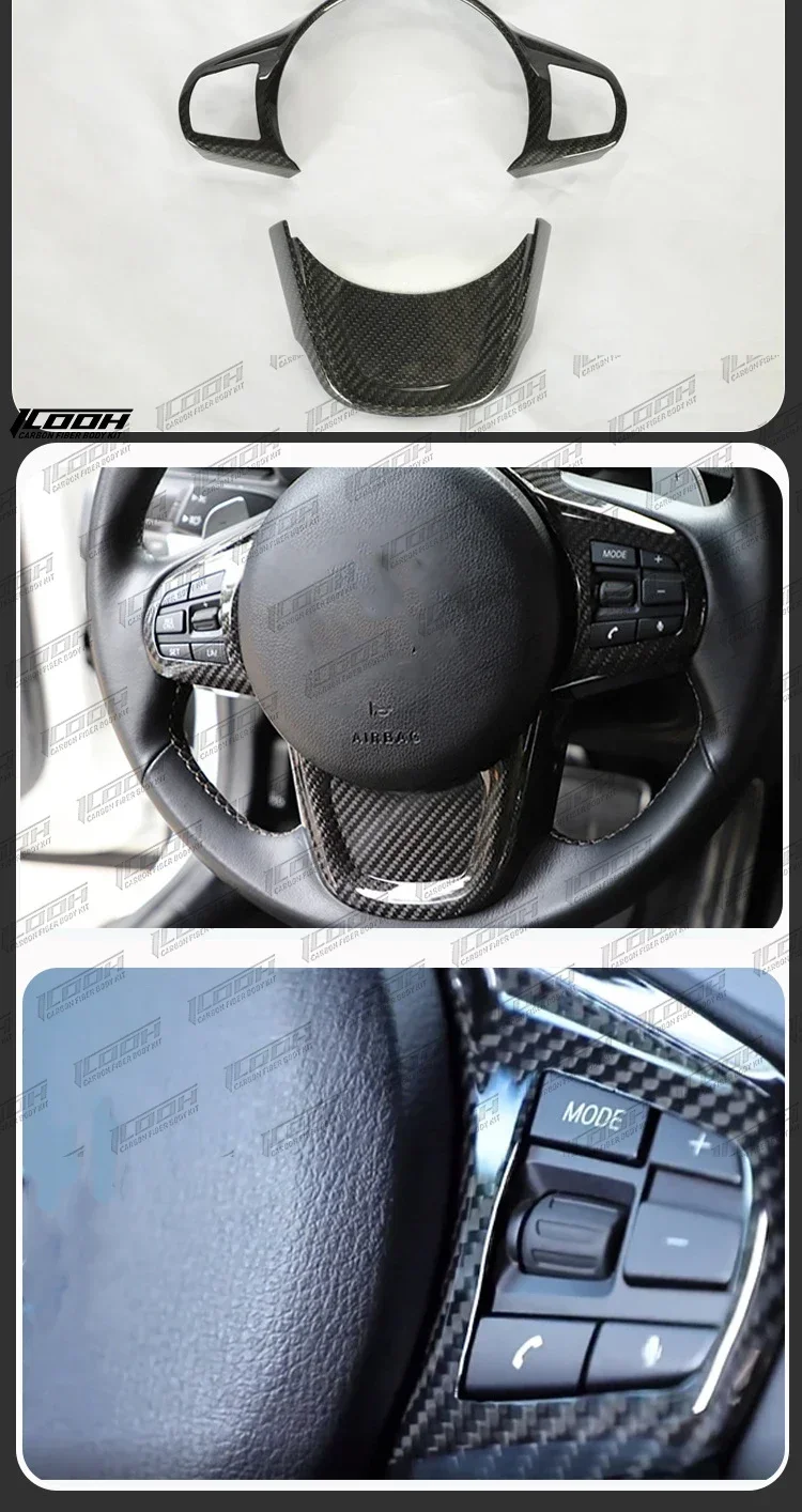 ICOOH Racing Dry Carbon Fiber Fibre Body Kit Steering Wheel Cover Fit For Toyta SUPRA