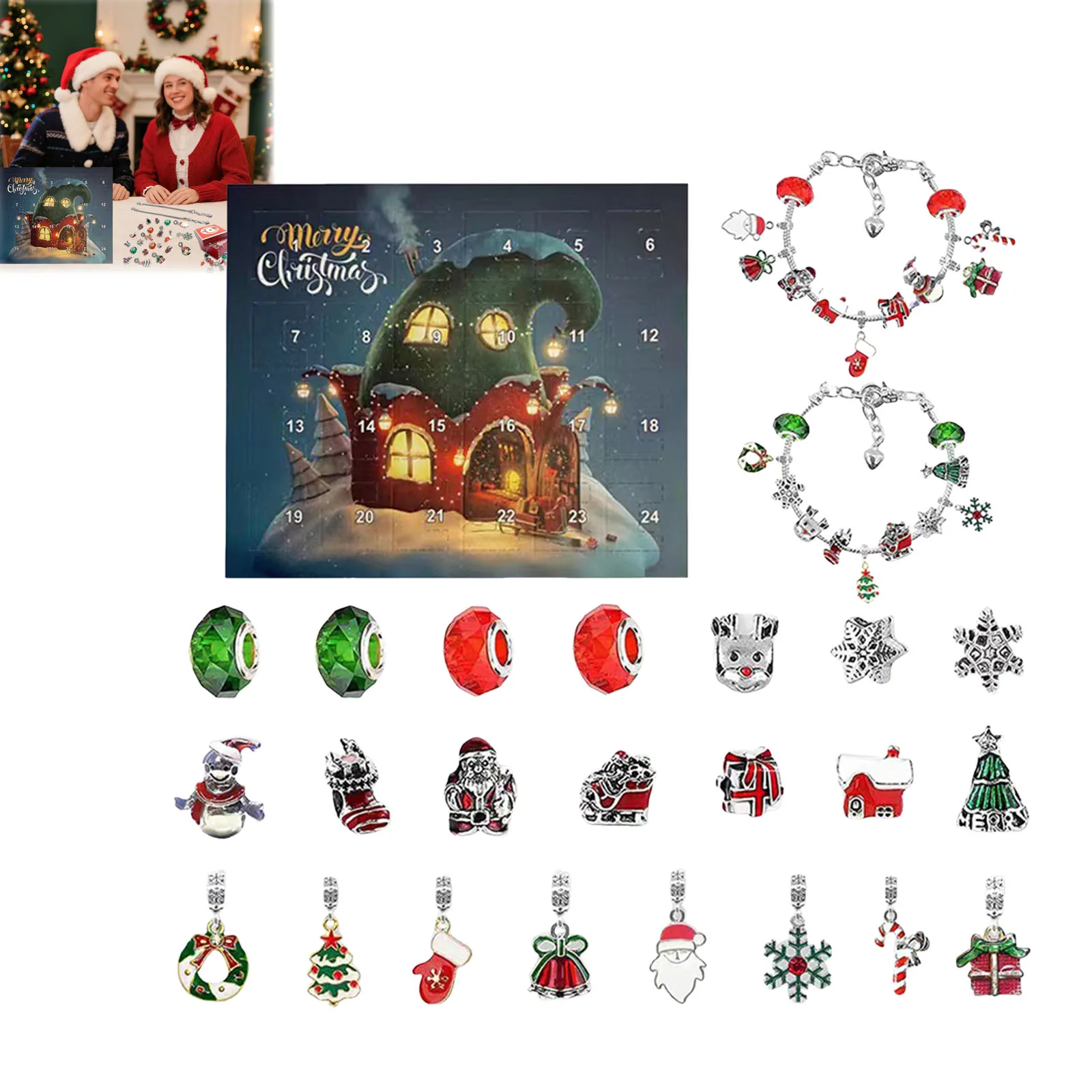 Minuterie de cuisine numérique Double compte à rebours de noël, calendrier de 24 jours, boîte Surprise, ensemble de bricolage de noël, minuterie d'une heure pour enfants