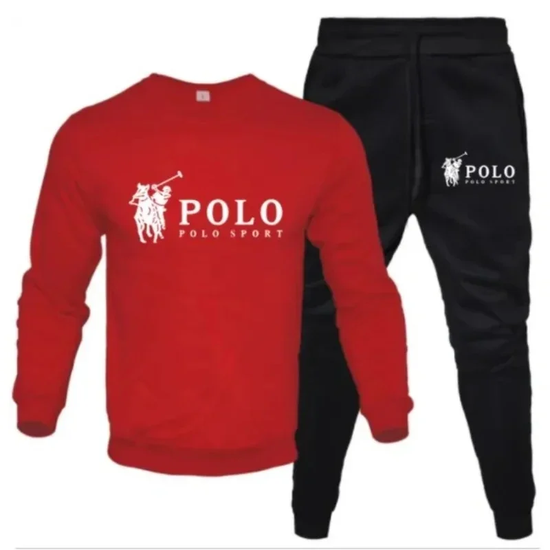 

Men's Polo sports suit round neck sweatshirt and jogging pants two-piece set casual sportswear suitable for sports wear