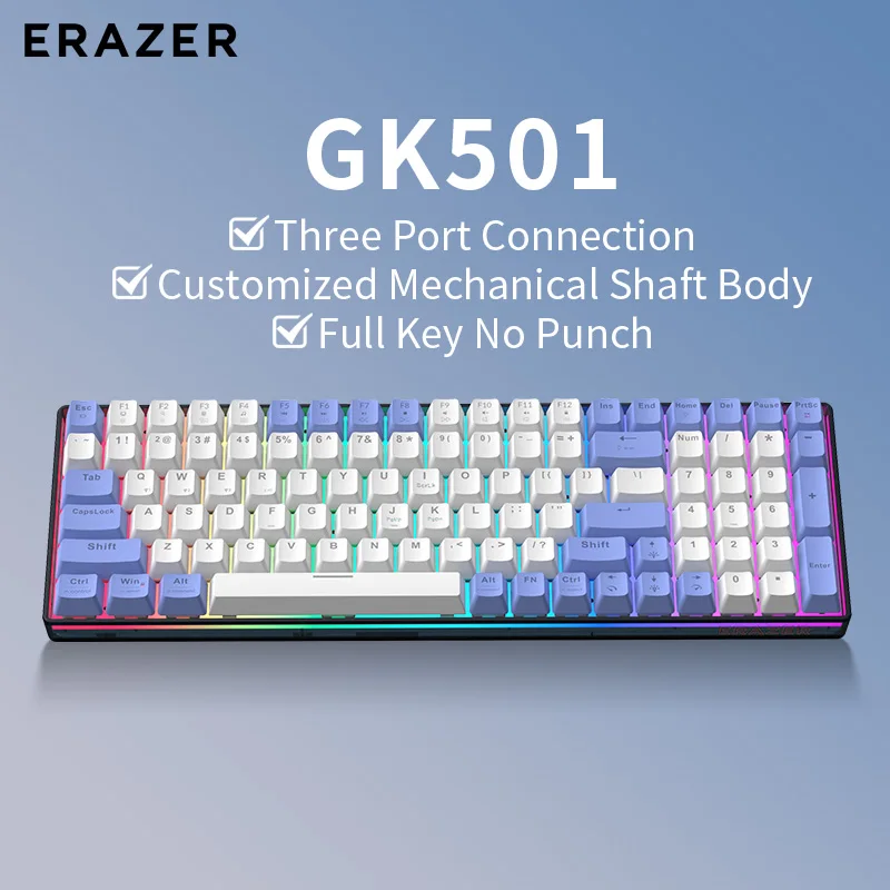 

ERAZER Wireless Mechanical Keyboard 60% ANSI Layout Hot-swappable Tri-mode RGB Wireless Gaming Keyboard for Gamer