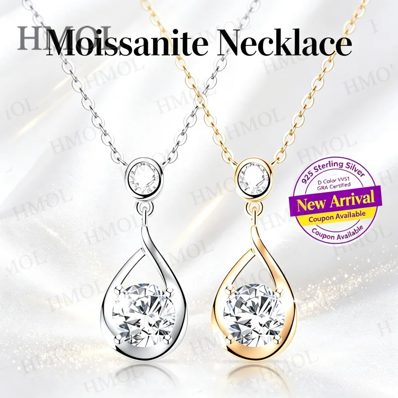 Moissanite Necklace 925 Sterling Silver D Color VVS1 Round Cut 1CT Pendant GRA Certified Factory Direct Commute Friendly Gift