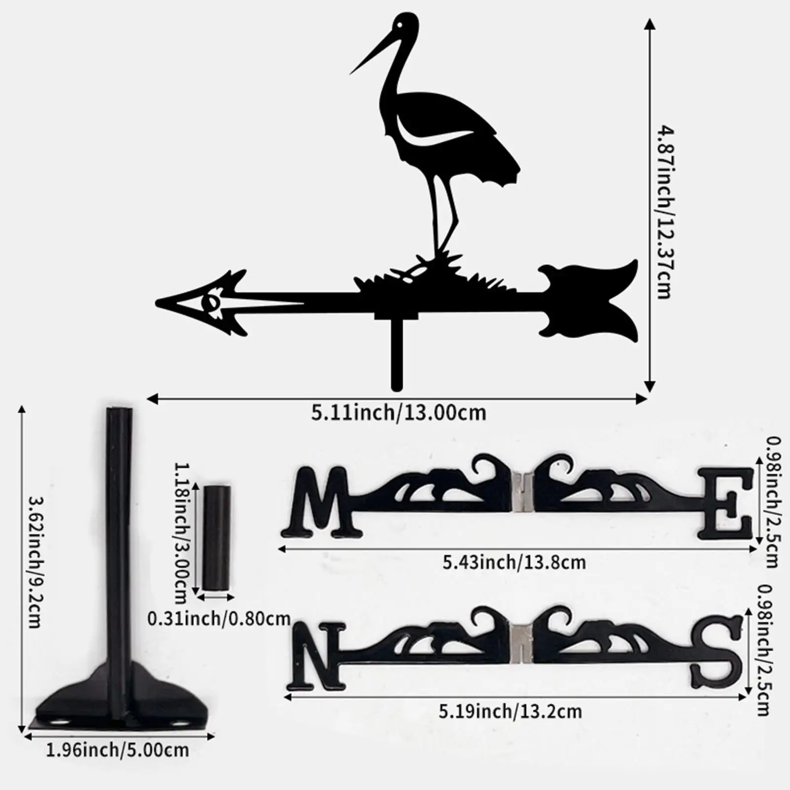 Small Metal Weathervane Weather Vane Wind Direction Indicator, Wind Vane for Outside