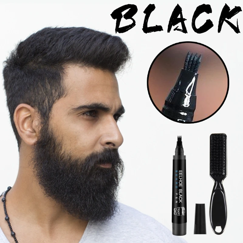 Beard Filling Pen Beard Filler Pencil With Beard Brush Waterproof Male Moustache Repair Shaping Coloring Pen