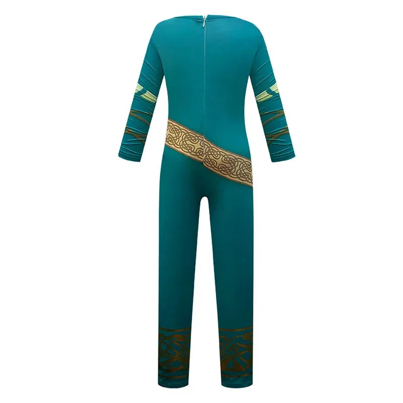l2025l Halloween Brave Merida Cosplay Anime Jumpsuits Girl Cloak Halloween Costumes for Kids Merida Superhero Disguise Dress Car