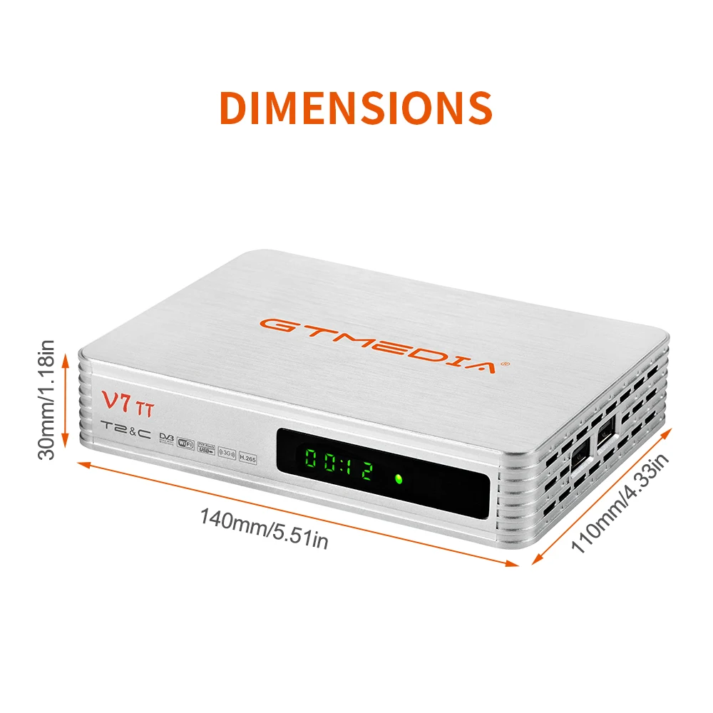 GTmedia-receptor de TV V7 TT, 1080P, FHD, DVB-T/T2/DVB-C/J. 83b, H.265, HEVC, PVR, USB, wifi, Compatible con señales DTT de España, Polonia e Italia