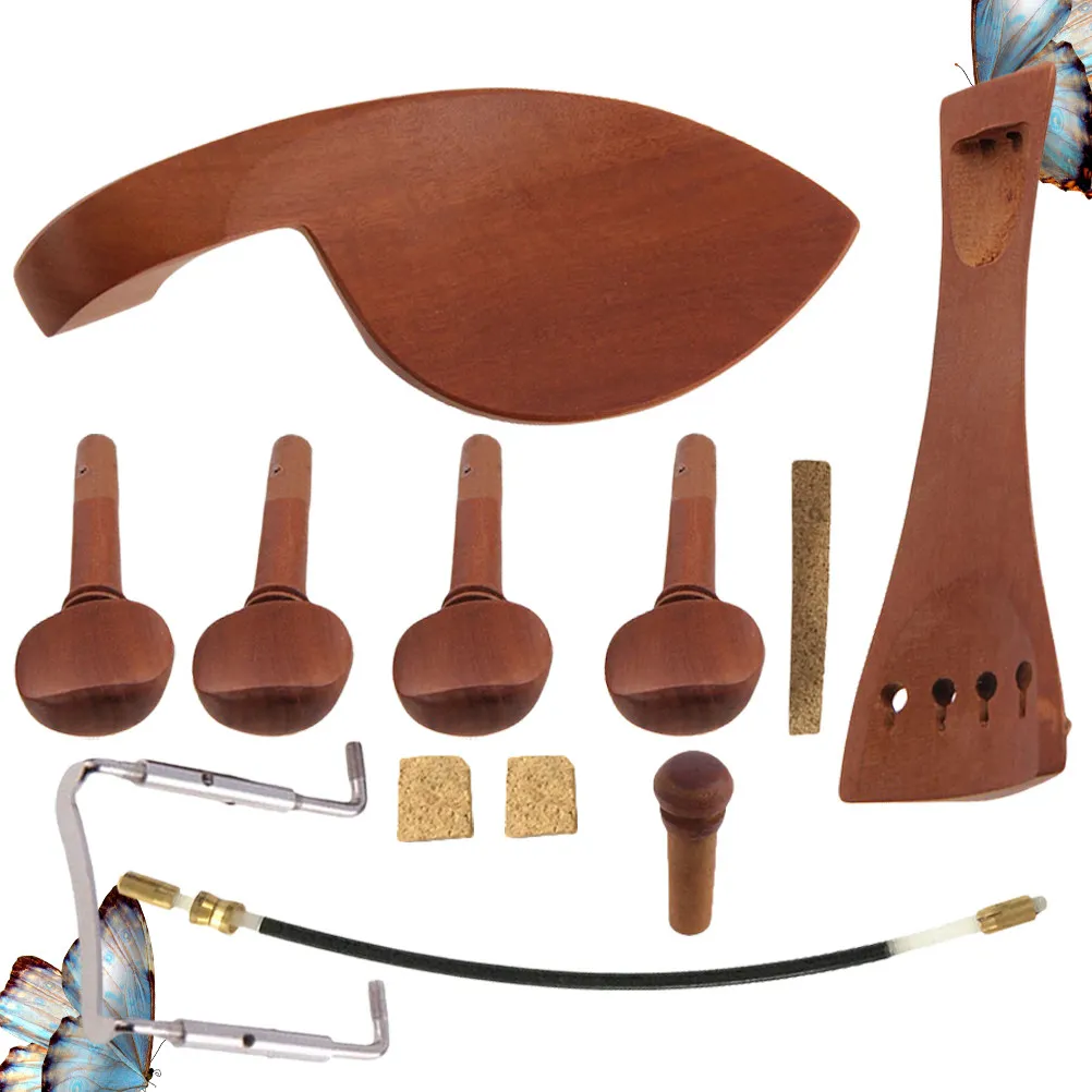 

1Set Jujube Wood Violin Accessories Premium Quality Violin Chin Rest Tuning Peg Tailpiece Balance Rope Screw Cork Light Yellow