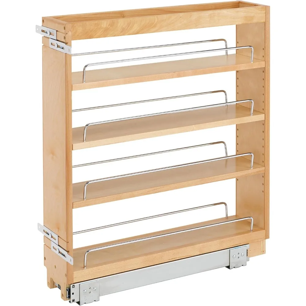 

5 drawer kitchen cabinet storage rack, sliding out pantry spice rack with adjustable shelf, suitable for 5.5 W cabinet operation