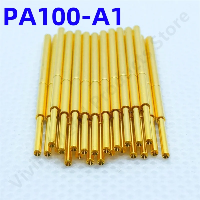 

20/100PCS PA100-A1 Spring Test Probe PA100-A Test Pin Test Tool 33.35mm Dia1.36mm Gold Needle Tip 0.99mm Pogo Pin P100-A P100-A1