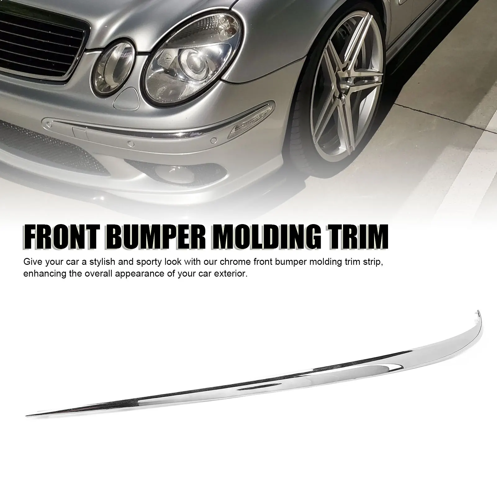 

Front Bumper Molding Trim Chrome Sporty Look Bumper Trim Molding Strip for E-class E55 E500 E350 E320 Front Bumper Molding Trim
