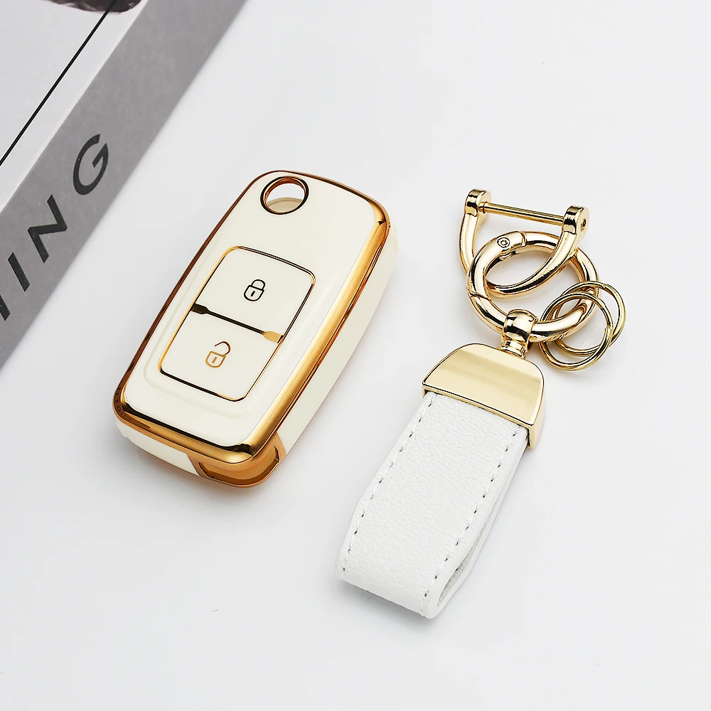 Gold Edge Soft TPU Car Key Case Cover Keyless Fob Shell Holder Protector For Chery Tiggo Tengo Fulwin 2 Cowin A3 A5 A13 M11 E5