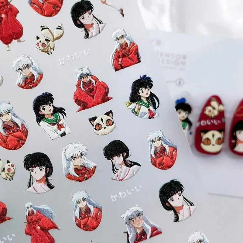 1 pz simpatico cartone animato Inuyasha adesivi per unghie nuovo anime decorazione per unghie 5D personaggio anime adesivi artistici cursore per unghie
