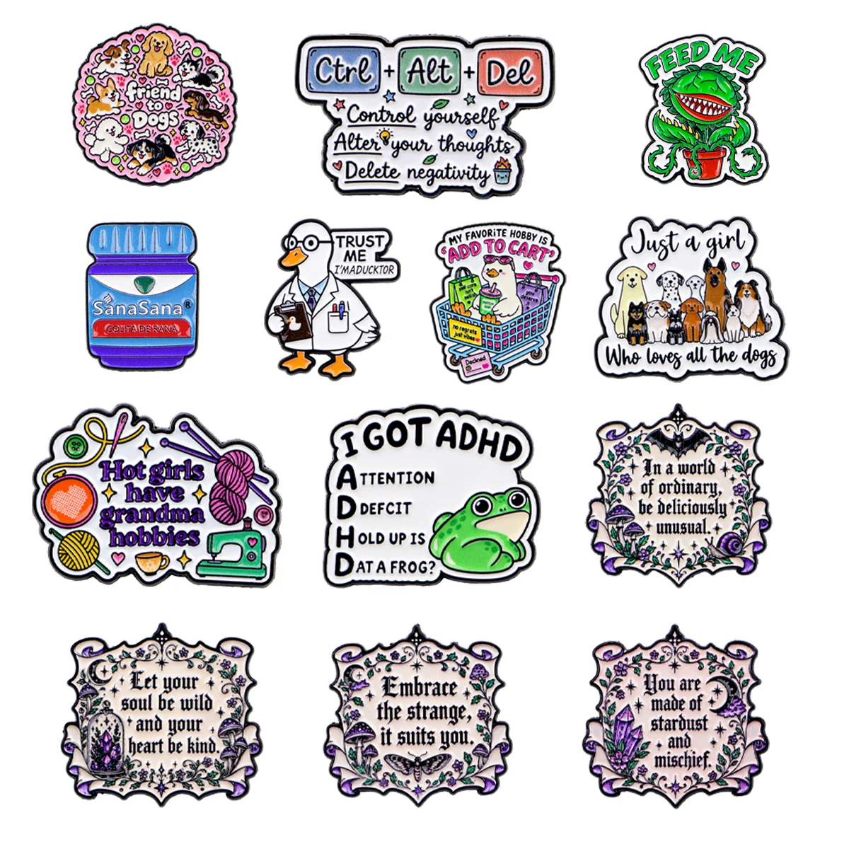 Colorful Cartoon Slogan Enamel Brooch Cute Dog Pattern Lapel Pin Metal Badge Backpack Jacket Decoration Gift For Animal Lovers