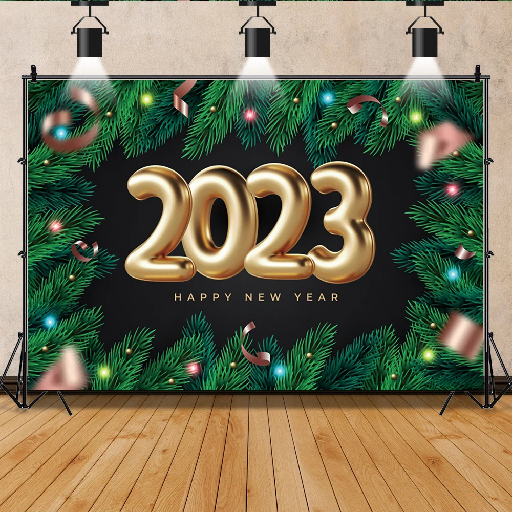 Happy New Year 2023 Photography Backdrop Glitter Clock Firework Party Decor Background Photocall Photo Studio Photographic Props