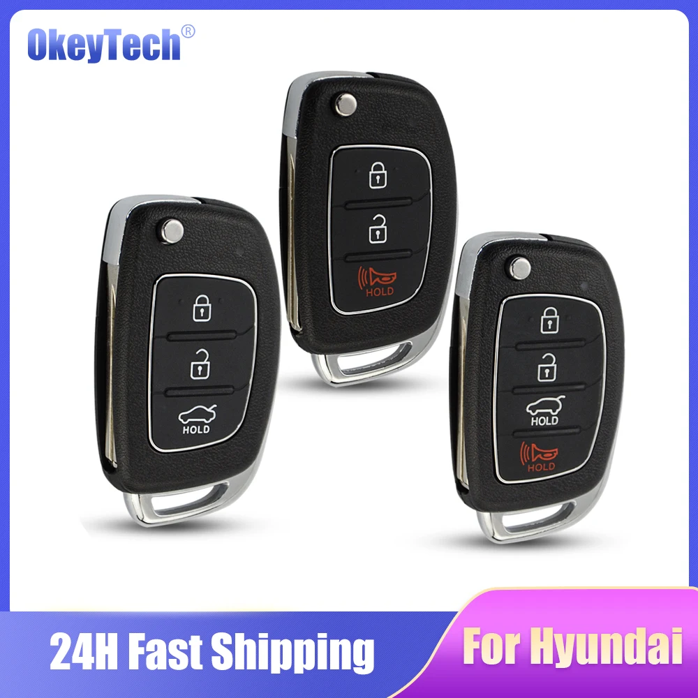 

OkeyTech Replacement For Hyundai Solaris IX35 IX45 ELANTRA HB20 For Kia Folding Remote Car Key Shell Cover Case Flip Key Fob 3BT