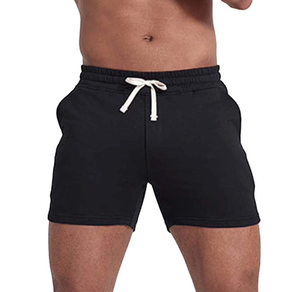 

Черные брюки для фитнеса на шнурке, спортивная одежда длиной до колена, дышащие шорты для тренировок, шорты для тренировки мышц, однотонные