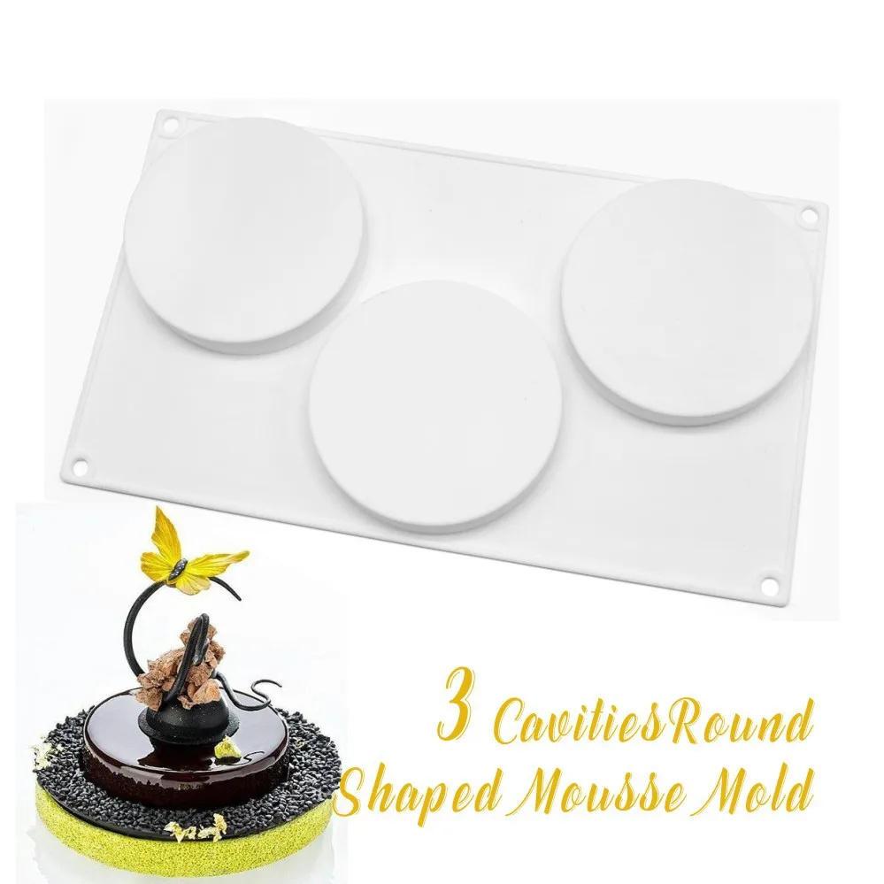 

2/3 Cavity Round Tart Silicone Cake Molds Pudding Jelly Soap Mould Kitchen Dessert Baking Tools Valentine's Day Wedding