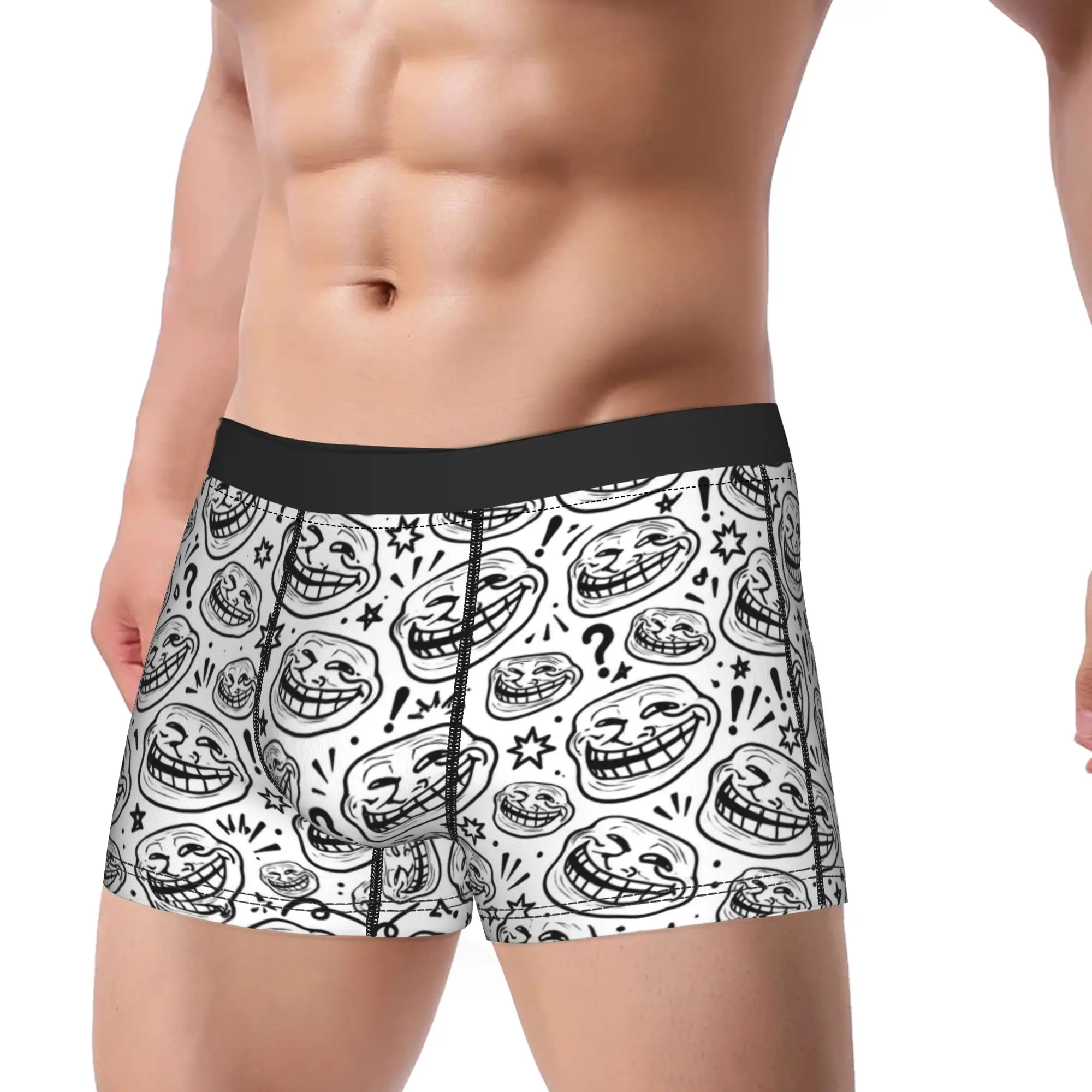 Rage Comic Trollfac Trunk Funny Anime Boxer Shorts  3D Pouch Underwear Trenky Pattern Shorts Briefs Elastic Men Panties Big Size