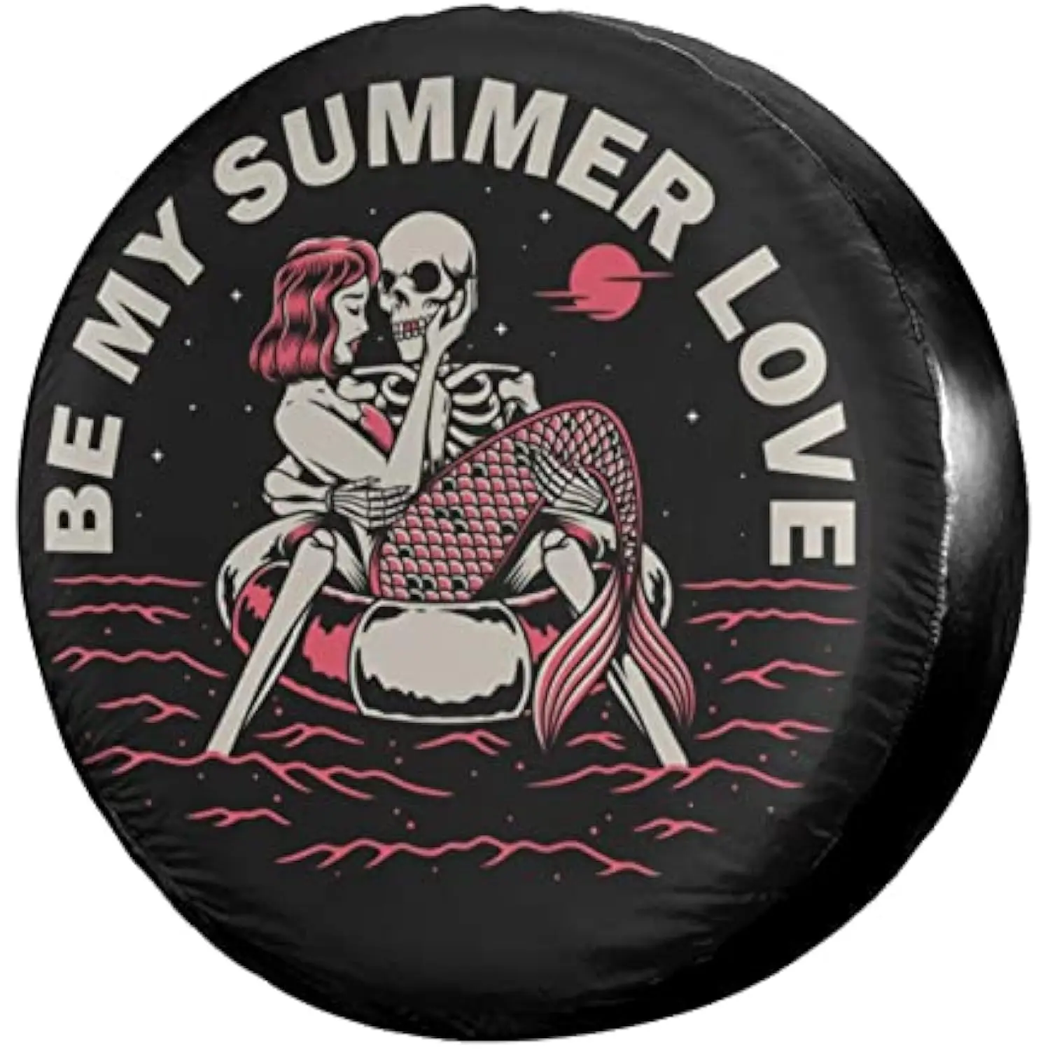 Skull Mermaid Couple Be My Summer Love Spare Tire Cover Waterproof Protector for SUV Truck