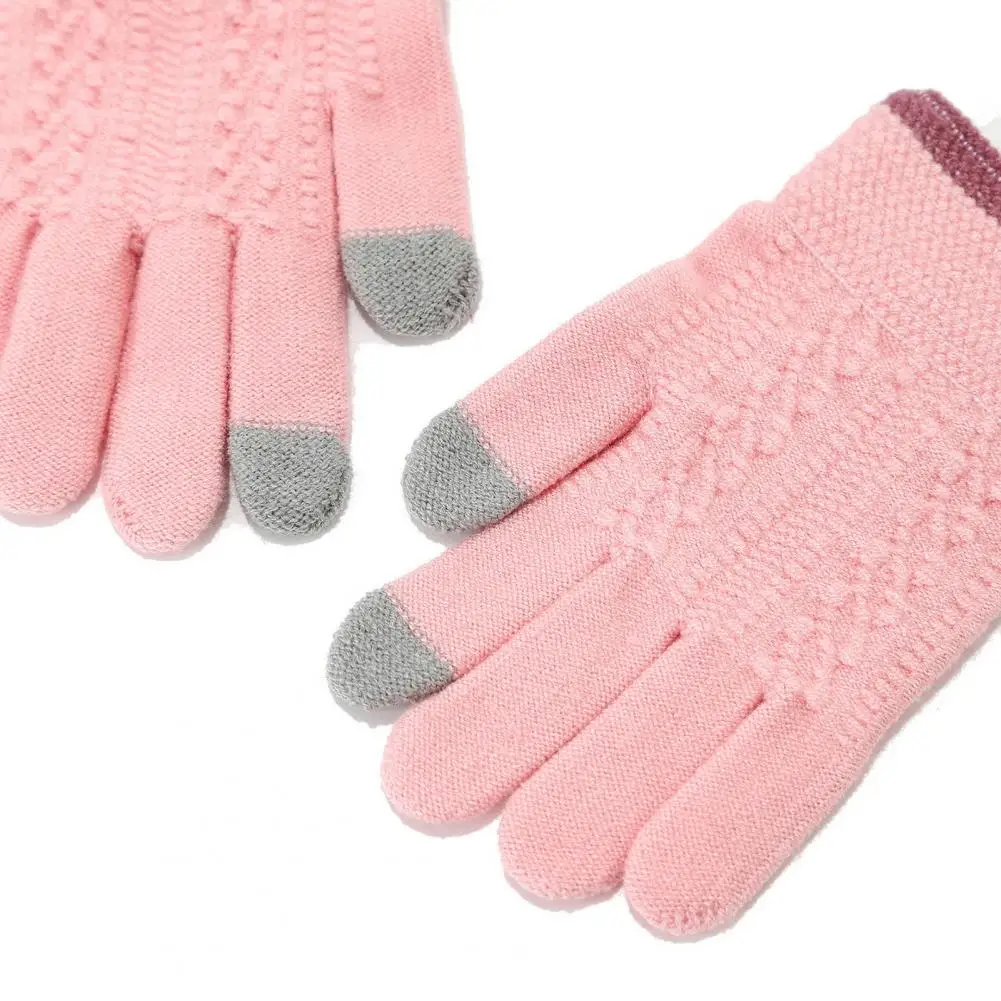 Soft Elastic Kids Winter Set 3pcs Kids Winter Accessories Set Solid Color Hat with Plush Ball Twist Texture Scarf for Weather