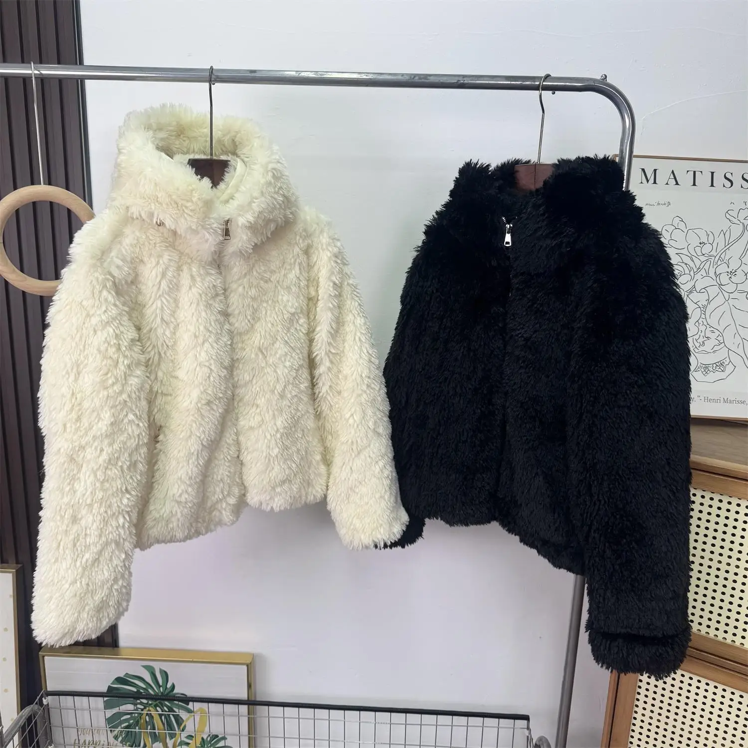 

WMXZ Autumn Winter Lazy Sle Warmth Hooded Fce Jaet Versatile Outerwear Women's ort Coat Long Sve Zipper Closure