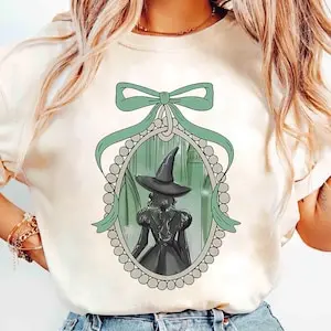 قميص زوجين مستوحى من الفيلم الشريرة باللونين الوردي والأخضر تم تغييرها لقميص جيد، قميص ساحر أوز، تي شيرت هدايا عيد ميلاد الفتيات الشريرة