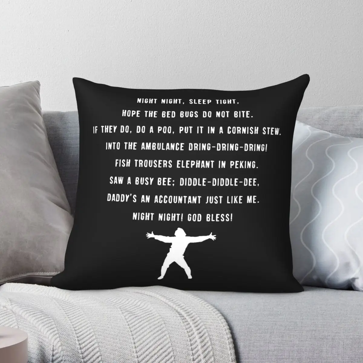 Bottom Night Couch Potato Square Pillowcase Polyester Linen Velvet Printed Zip Decor Room Cushion Cover 45x45