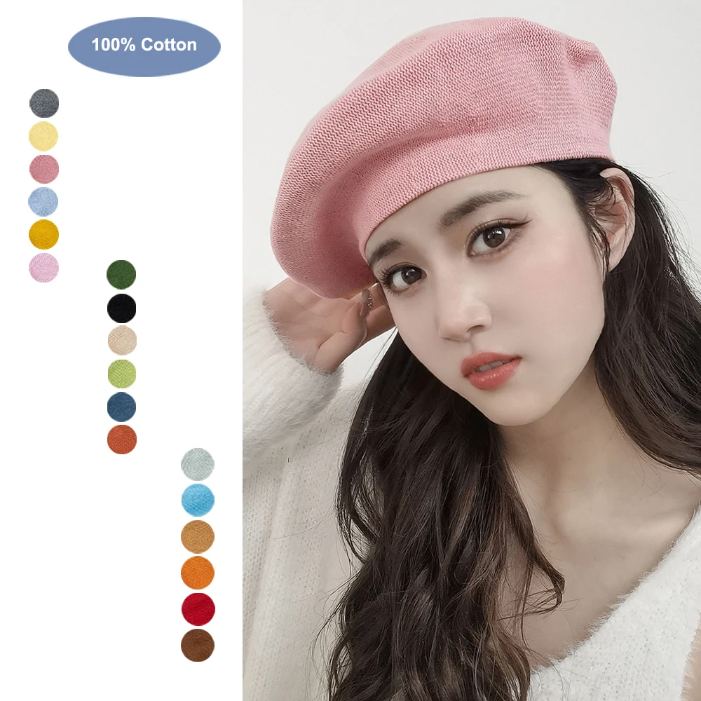 100% bawełniany dzianinowy beret Duży rozmiar damski modny beret