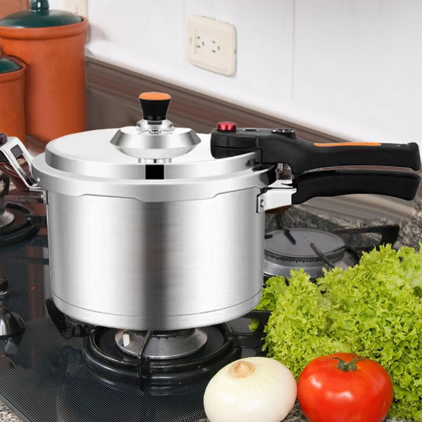 304 Steel Pressure Cooker 8 Cup Canner Pot Nonstick Inner Pan with Silicone Seal Lid for Slow Cooking Rice Steamer Camping