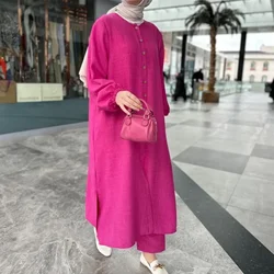 Lässige muslimische Set Party kleider für Frauen Abaya Kaftan muslimisches Kleid Plus-Size-Herbst lose Temperament Pendler lange 2-teilige Set