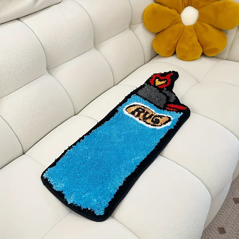 

VIKAMA Fashion Blue Lighter Pattern Fluffy Non-Slip Rug for Bedroom, Living Room-Machine Washable Polyester Home Decor Floor Mat