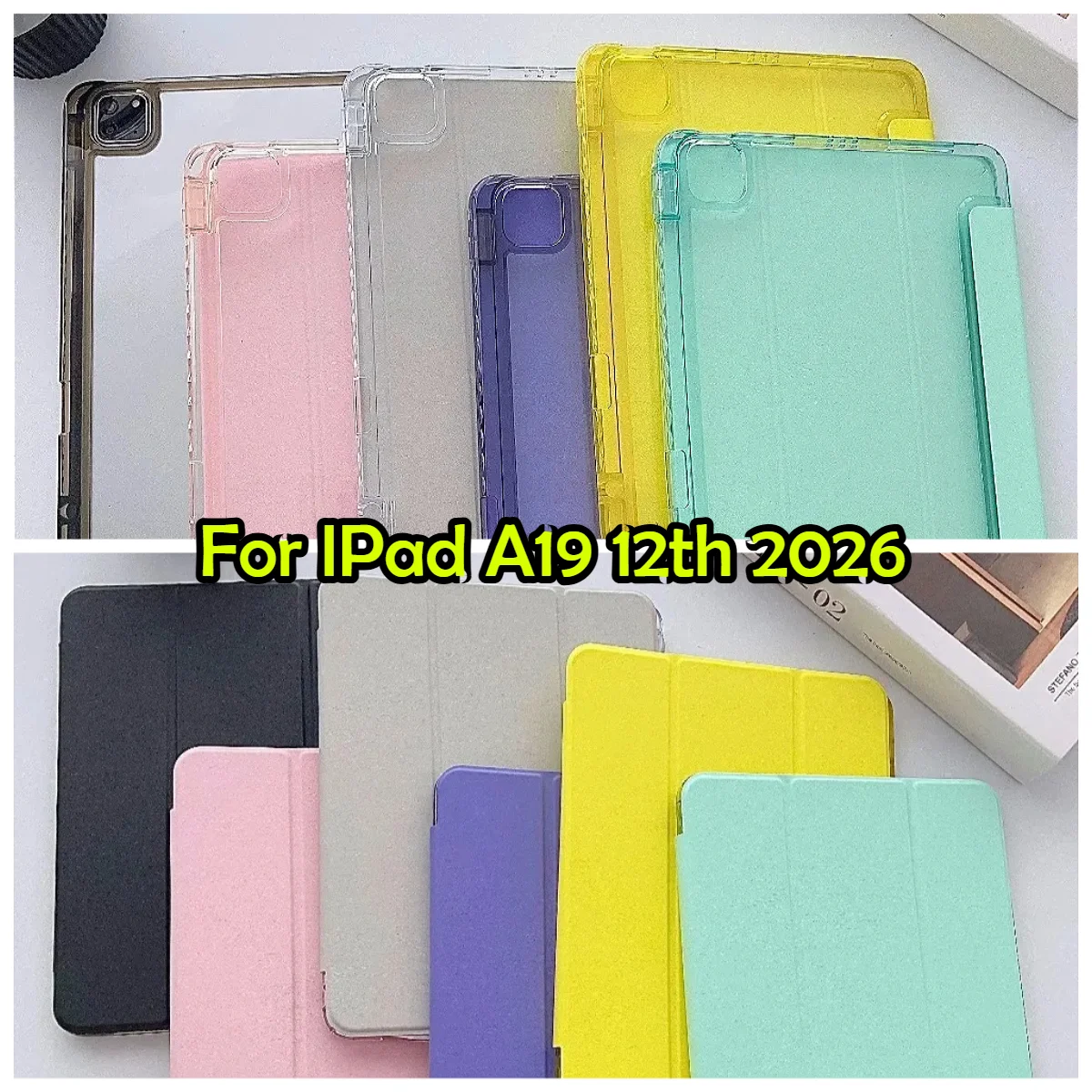 

2026 PU Smart Tablet Case for IPad Air 8 M4 Pro M5 A19 12th A16 Air 7 6 5 4 M3 M2 11 13 10/11th 10.9 Clear Funda with Pen Holder