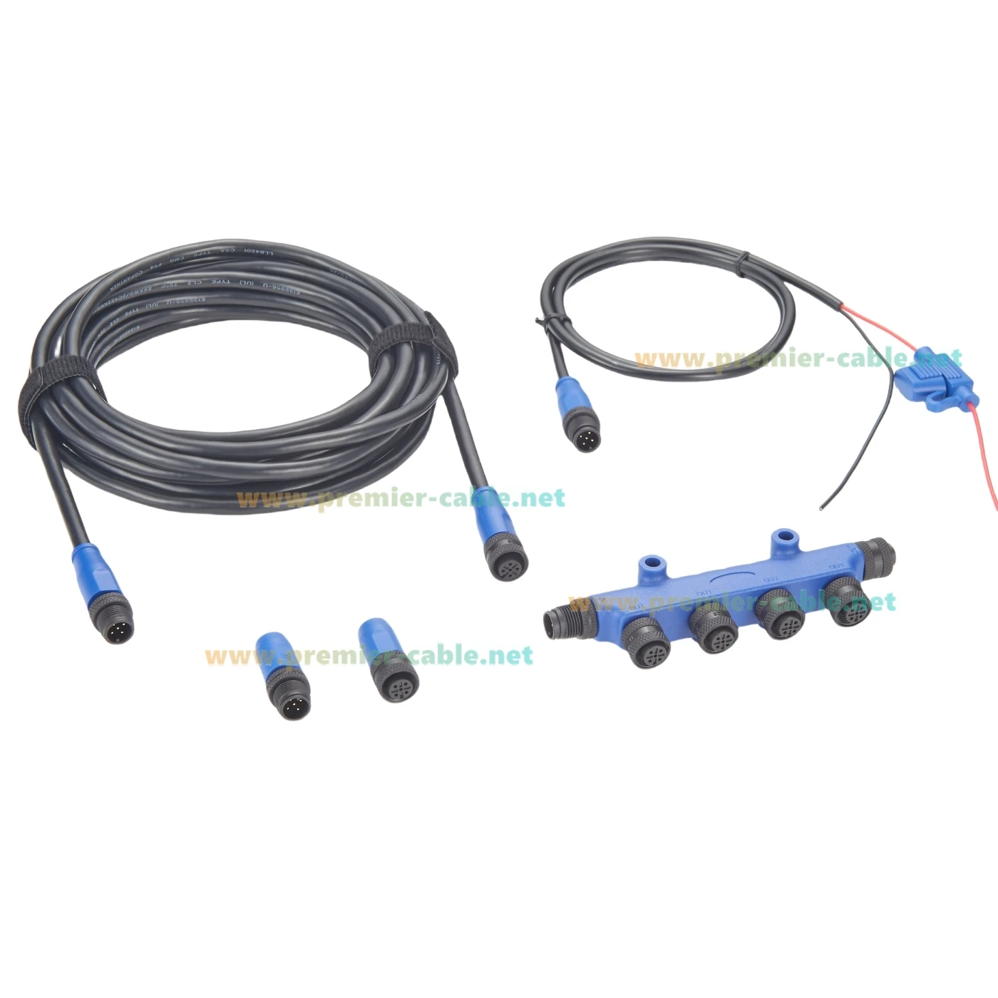 NMEA 2000 N2K Starter Kit Marine Grade Backbone Drop Cable 4 Port Tees Terminators Power Cable for Lowrance Simrad B&G Navico