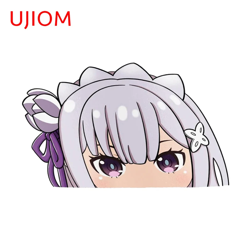 UJIOM 13cm X 7.9cm Emilia Anime Wall Stickers Peeking Amsusing Bathroom Wardrobe Decal Creativite Room Decoration Accessories