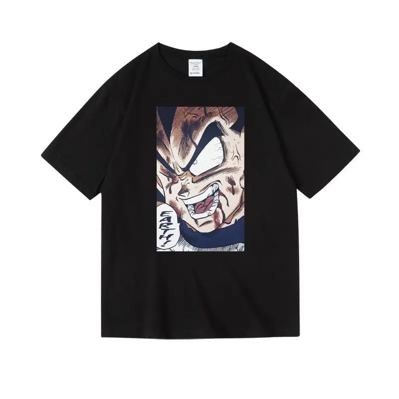 

Dragon Ball T-shirt 2025 Cotton Anime Tee Vegeta Headphones Gold Chain Streetwear Oversized Fit Urban Fashion