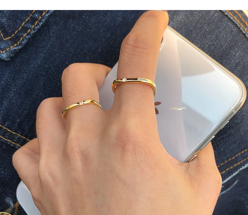 Trendy Dainty Square Ring Women Stainless Steel Zircon Geometric Thin Rings Gold Silver Color Fashion Jewelry Gifts Size 5- 9