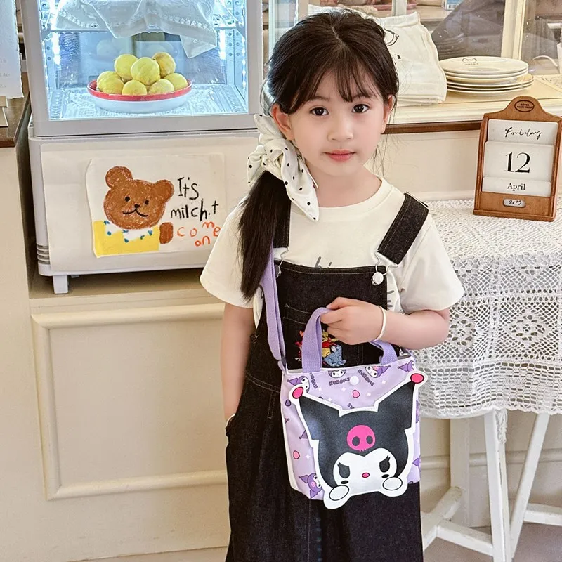 Sanrio Kuromi My Melody Cinnamoroll Pompom Purin Cartoon Shoulder Bags Children's Handbag Girls Shopping Bag Christmas Gift