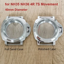 NH35 40MM Watch Case Stainless Steel with Handle Case for NH35 NH36 4R36 7S26 Movement Watch Accessories Silver Color