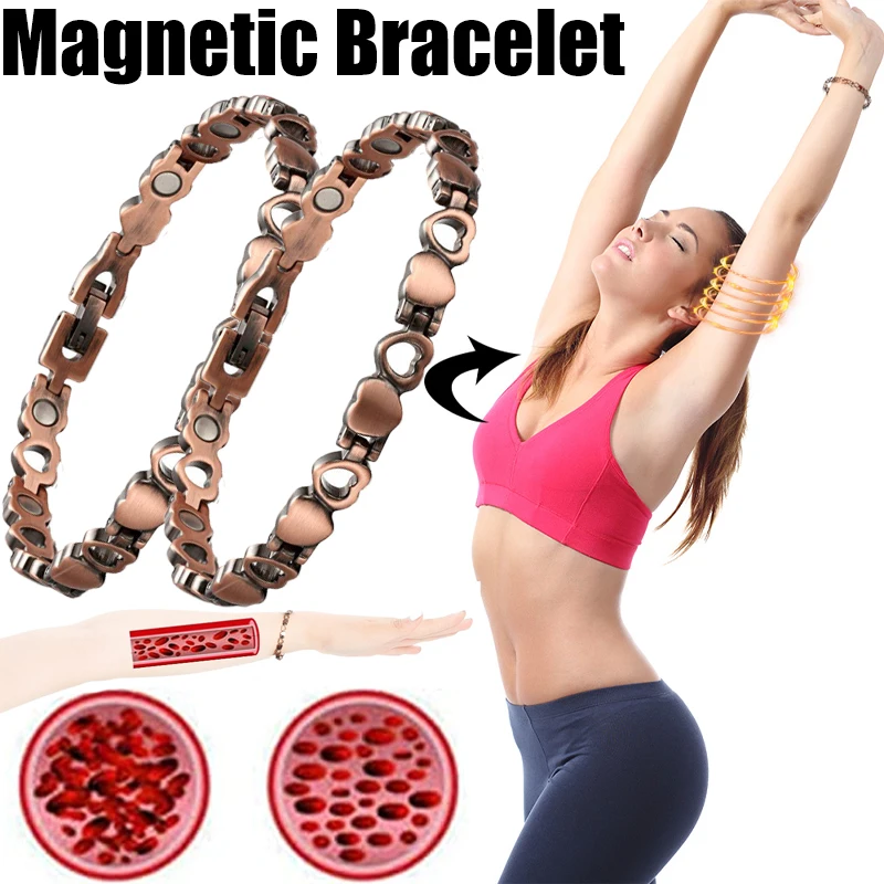 Braccialetto vuoto cuore donna uomo colore rame magnetico salute energia braccialetto magneti braccialetto catena collegamento bracciali perdita di peso