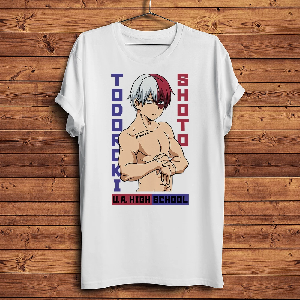 Shoto Todoroki bohaterka akademicka Anime śmieszna koszulka Manga MHA męska z krótkim rękawem codzienna koszulka z krótkim rękawem Unisex koszulka