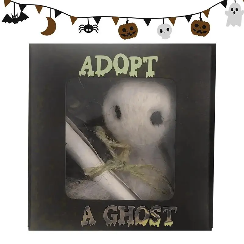 Ghost Doll Adopt A Ghost In A Box With A Tiny Scroll Supernatural Ghost Felt Toy Halloween Wool Felt Spooky Doll Ghost Doll