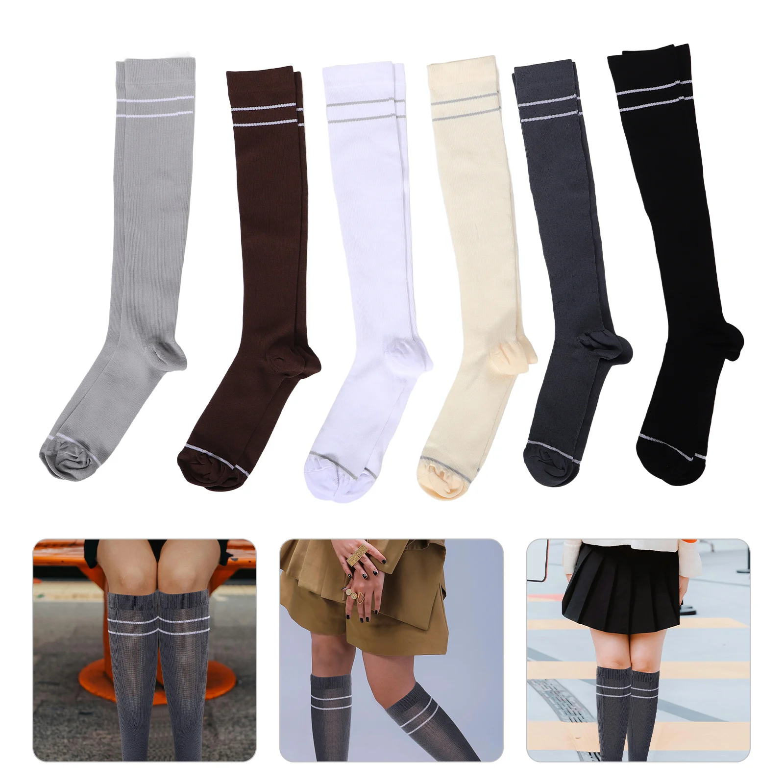 

6Pairs Women's Compression Stockings Sport Athletic Socks for Running Basketball Nursing Maternity Spring Autumn
