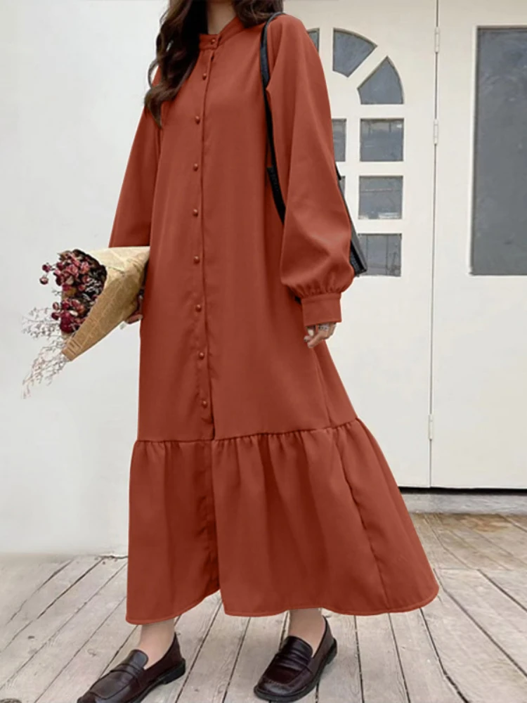 

3xl Women Shirt Dresses Spring Summer Long Sleeve Maxi Sundress Oversized Casual Solid Baggy Loose Sundress Party Robe Femme