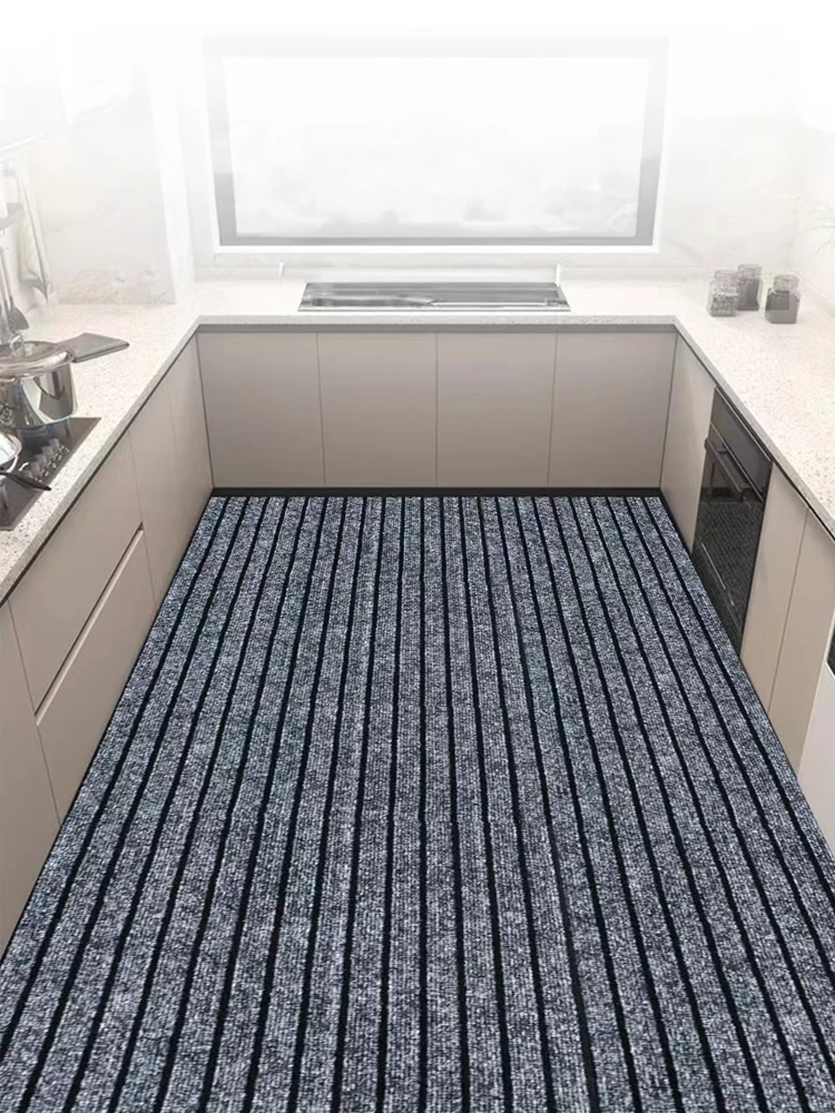 Polyester classic striped kitchen floor mat door carpet, close to the ground, non-slip and anti-fouling, strong adsorption